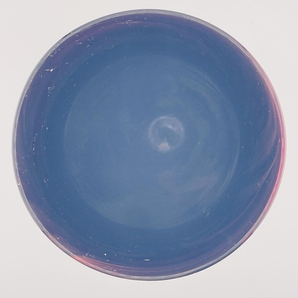 VTG 1979 John Barber Signed Pulled Feather Deep Cranberry Blue Art Glass Vase - Picture 9 of 11